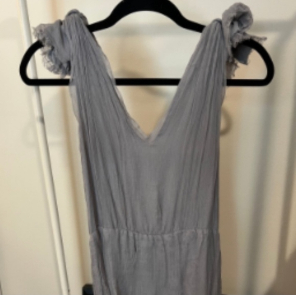 CALYPSO ST BARTH SILK Gray Raw Edge Sleeveless Ruffle Dress Small